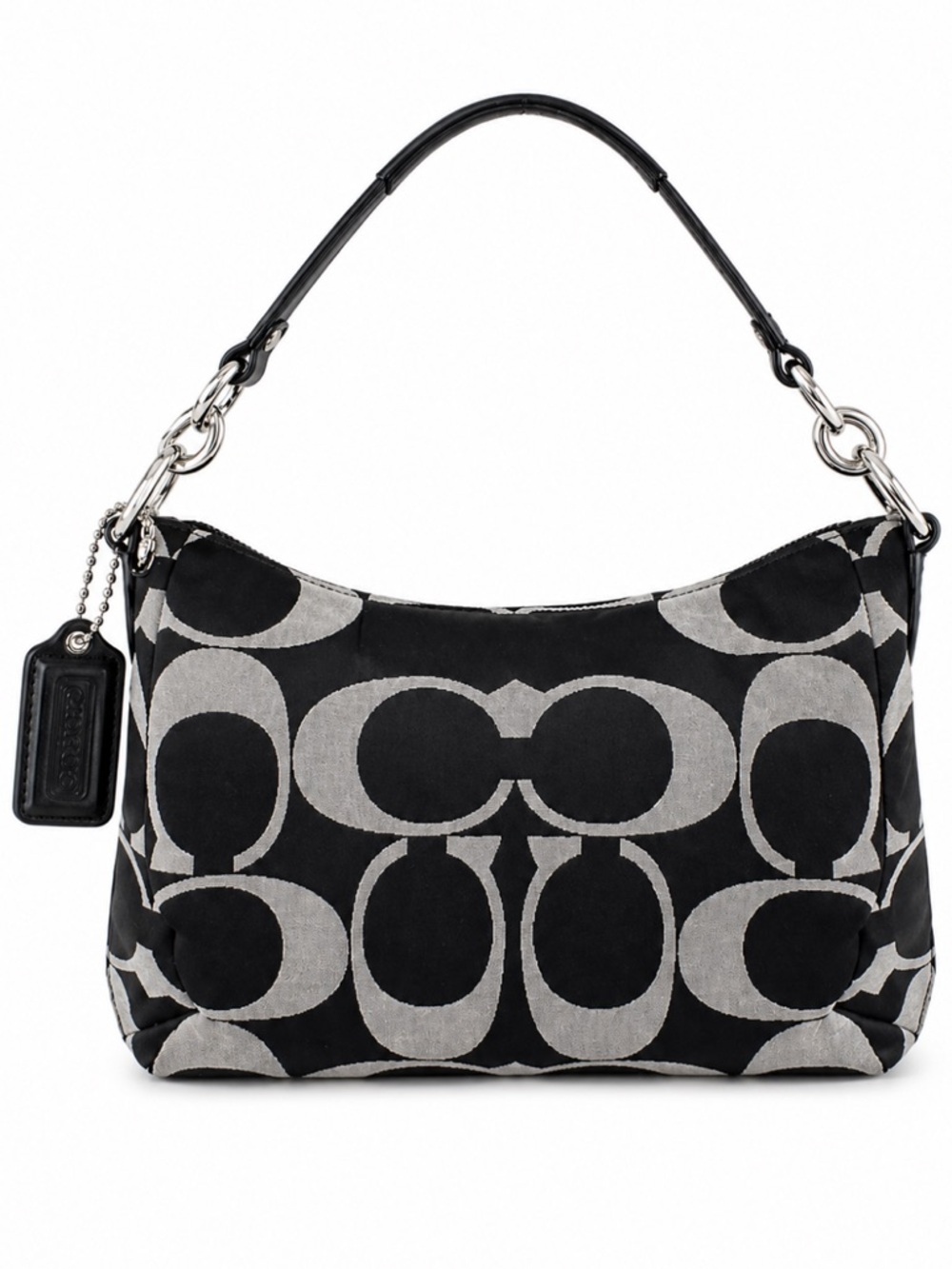 Coach Black & Gray Signature Jacquard  Kristin Shoulder Bag F22302 - Picture 2 of 6
